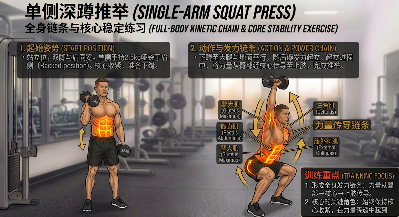 单侧深蹲推举